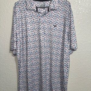 Callaway White and Blue Patterned Polo Shirt